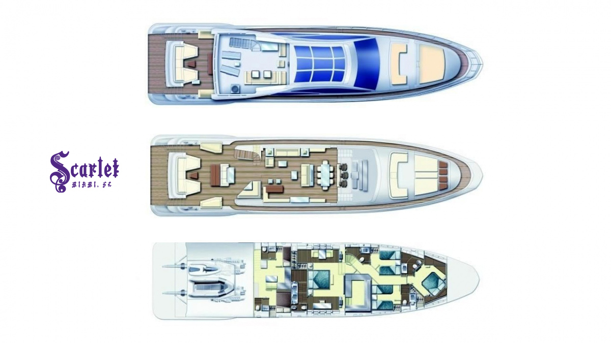 Three different views of a boat from the top to the bottom